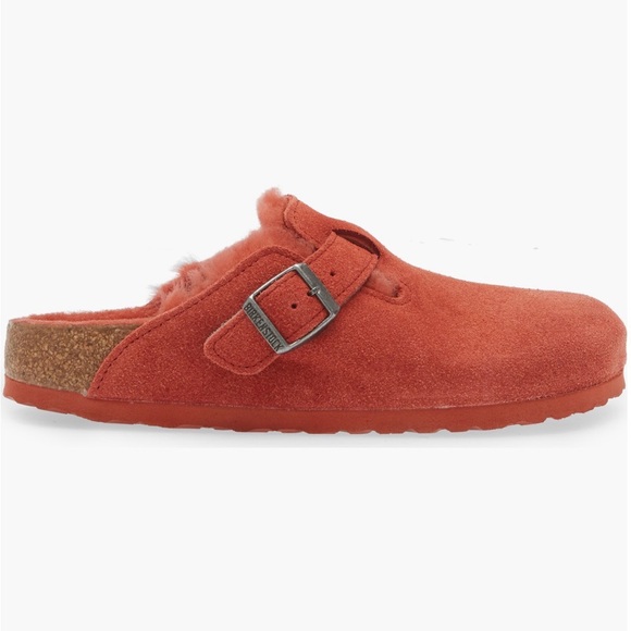 Birkenstock Shoes - Birkenstock Boston Shearling Lined Clog (Women) - Sienna Red - 38 EU / 7-7.5US